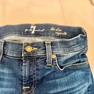 7 For All Mankind Blue Jeans with Gold Accents